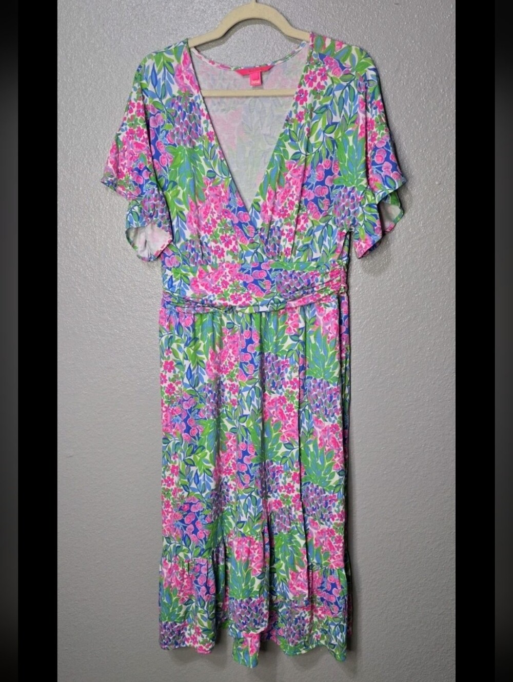$198 Lilly Pulitzer Juliet Ruffle Midi Dress Multi  A Cherry On Top Women L